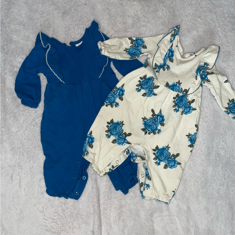 Blue and white jumpsuits